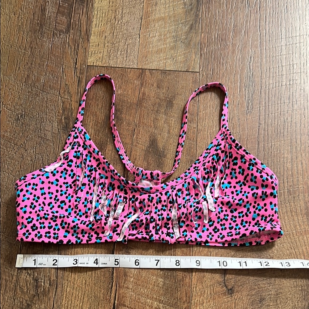 Pink Leopard Print Ruffle Bikini Top - Picture 4 of 5